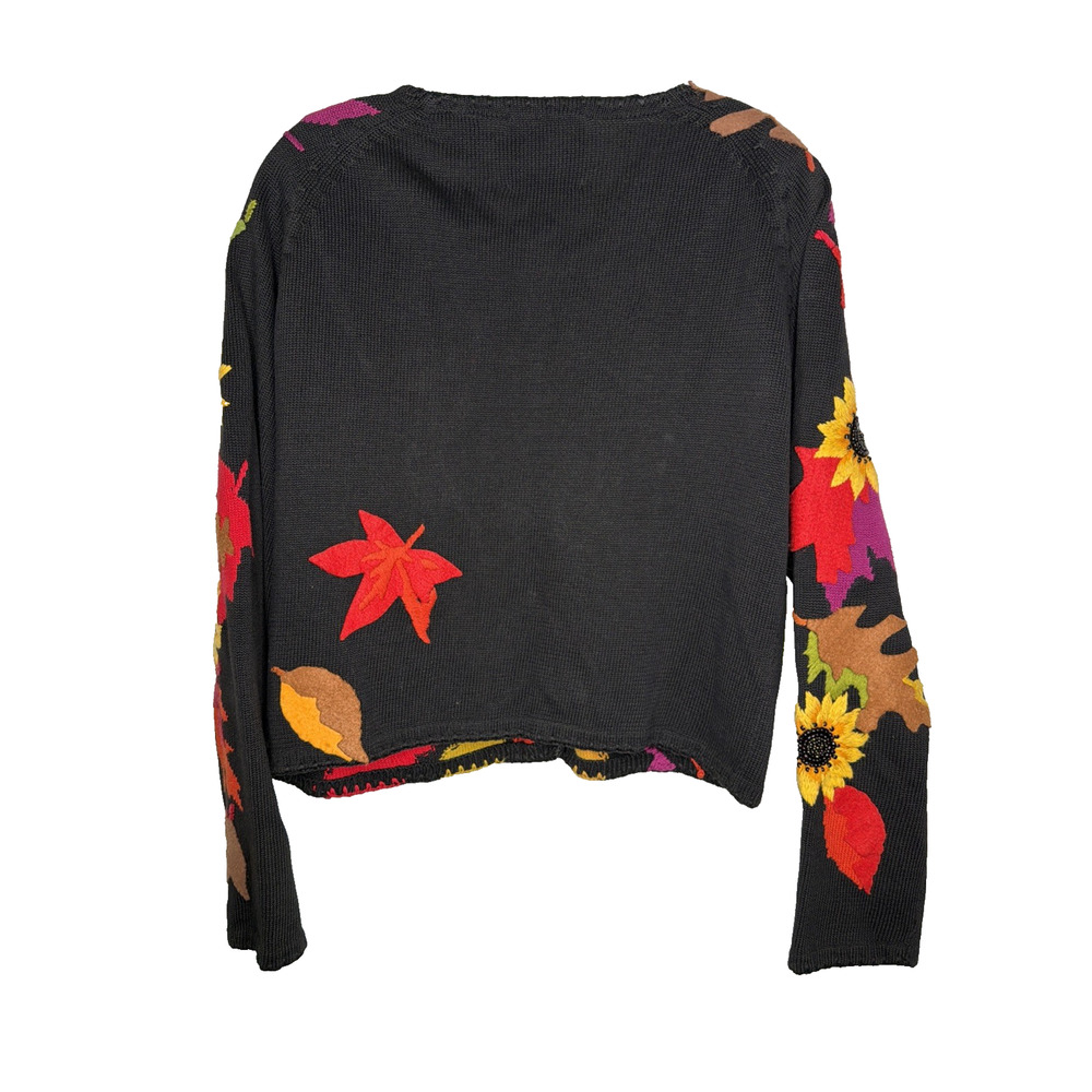 VTG Michael Simon L Embroidered Sunflower Sweater Cardigan Fall Autumn Halloween - Picture 2 of 11